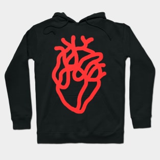 Red heart line art Hoodie